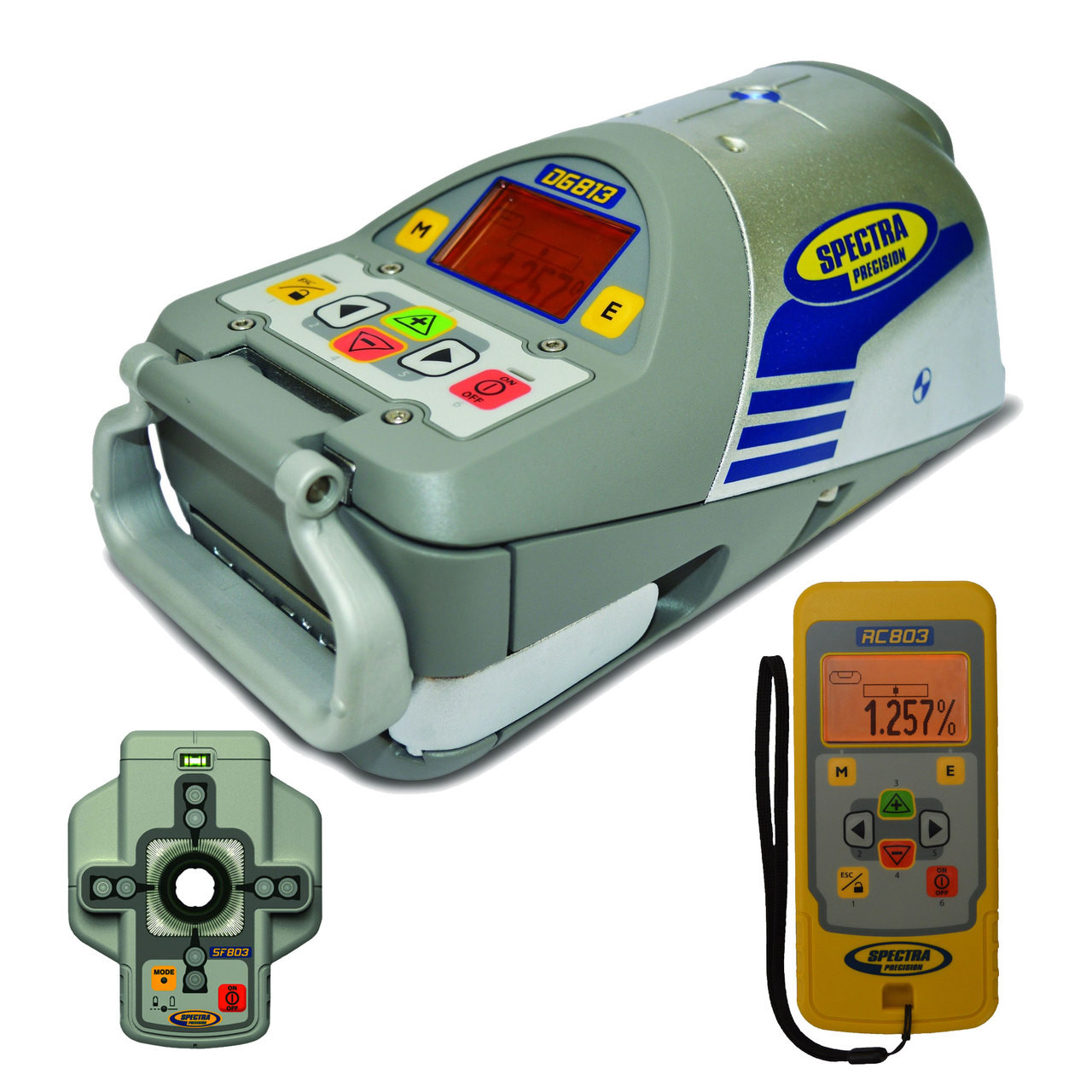 Spectra Precision DG813-6 Pipe Laser with Dialgrade graphic-display, Large Pipe Plate (metric), Vertical Pole, Remote, Spot Finder