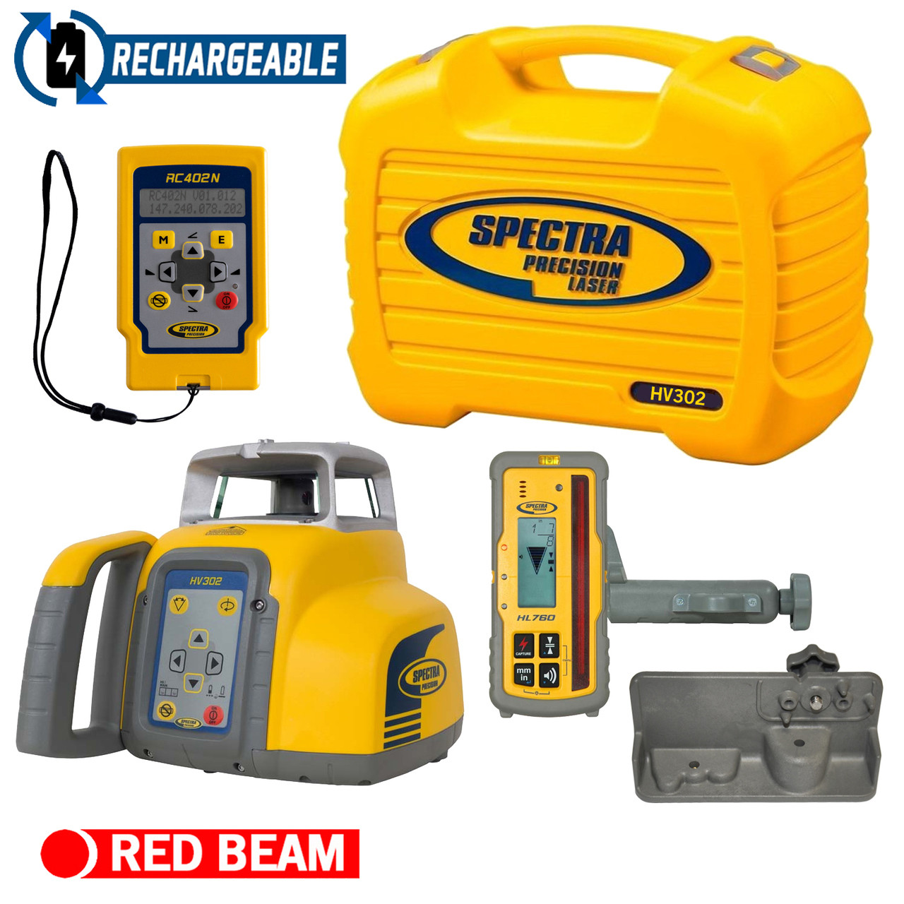 Spectra Precision HV302-4 Horizontal / Vertical Laser GC Package Rechargeable with HL760 Receiver view 4