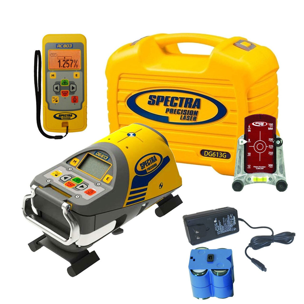 Spectra DG613G Dialgrade Pipe Laser, 8-inch Trivet Plate, Remote Control, Target, Rechargeable Batteries - GREEN BEAM view 6