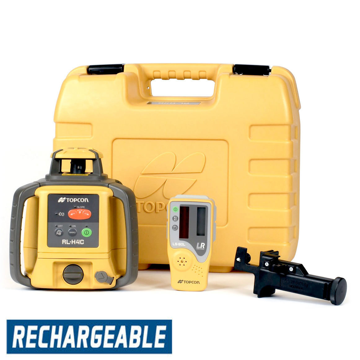 Topcon RL-H5A Self-Leveling Laser PS.RB Kit with LS-80L Receiver, Rechargeable Batteries, Measuring Rod INCHES and Tripod - 1021200-06-K2