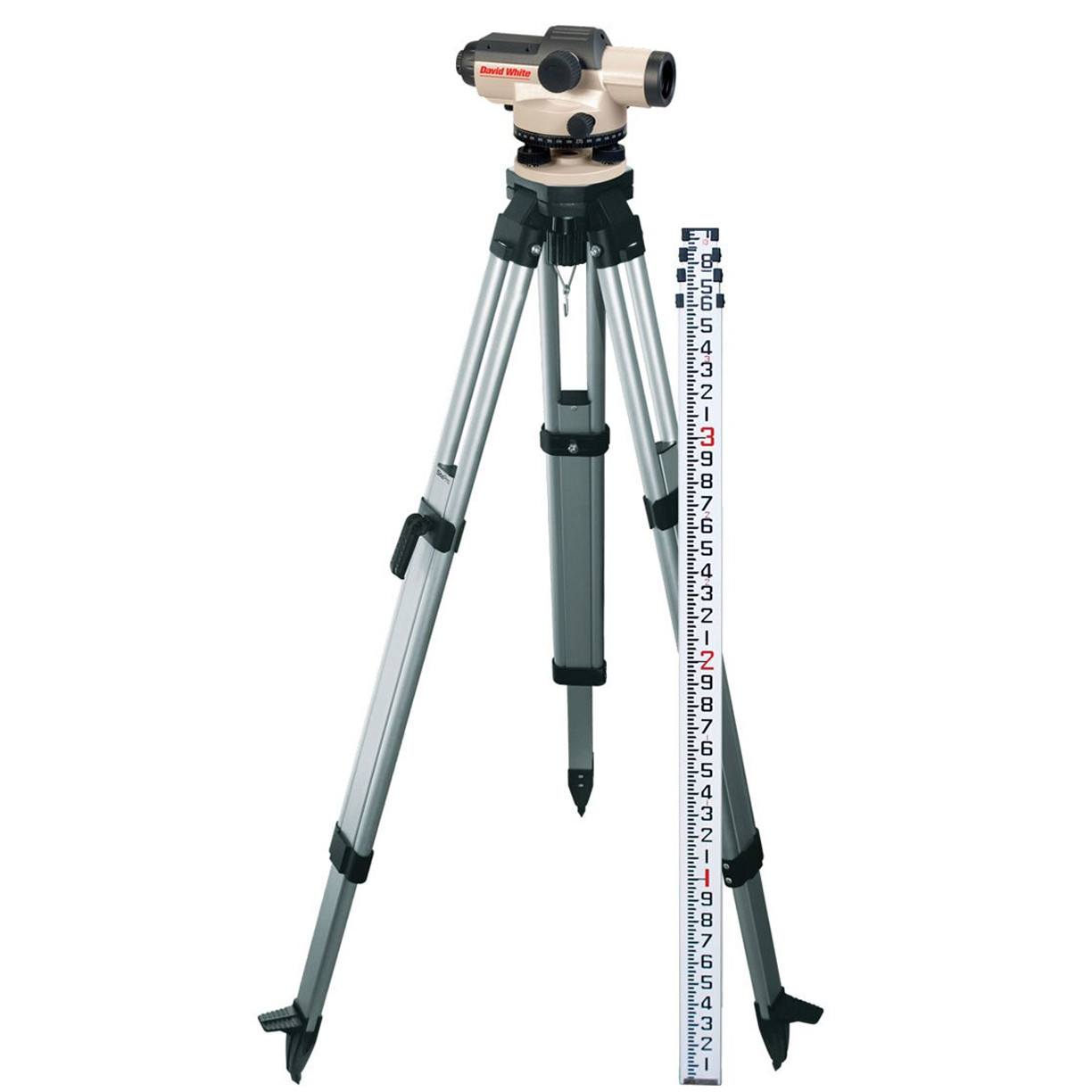 David White AL8-26 Automatic Level Package 26 Power 45-8926-1C INCHES Rod and Tripod view 3