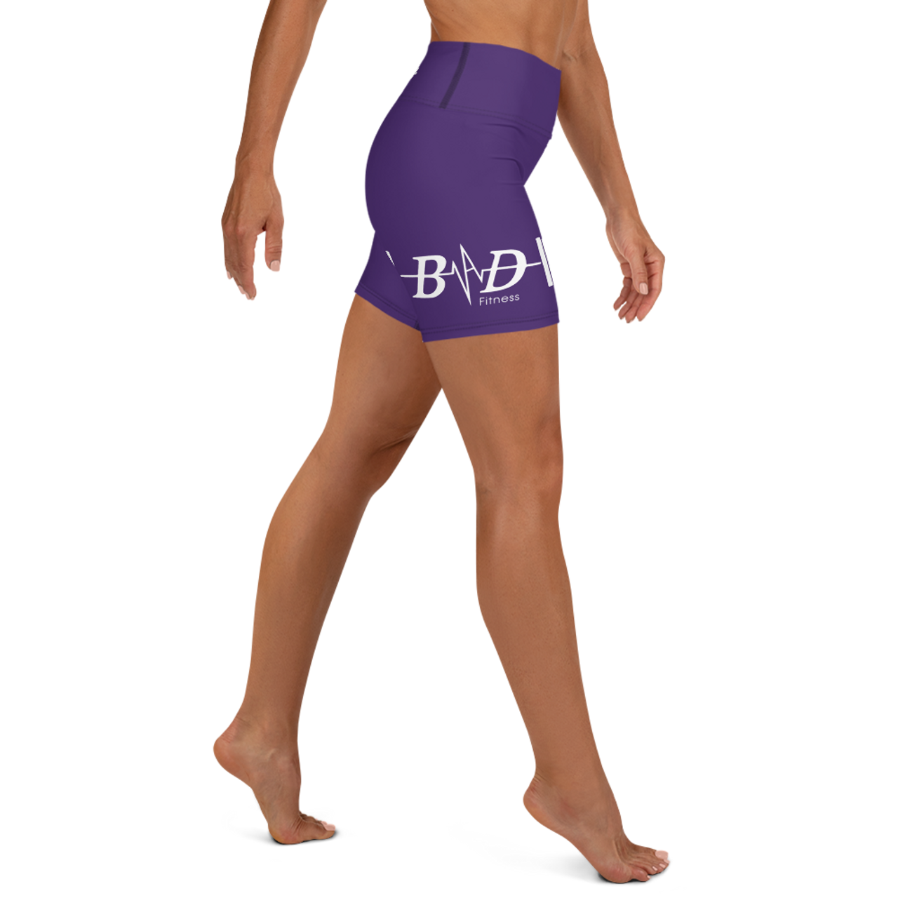 Purple & White B.A.D. Yoga Shorts - B.A.D. Fitness Apparel