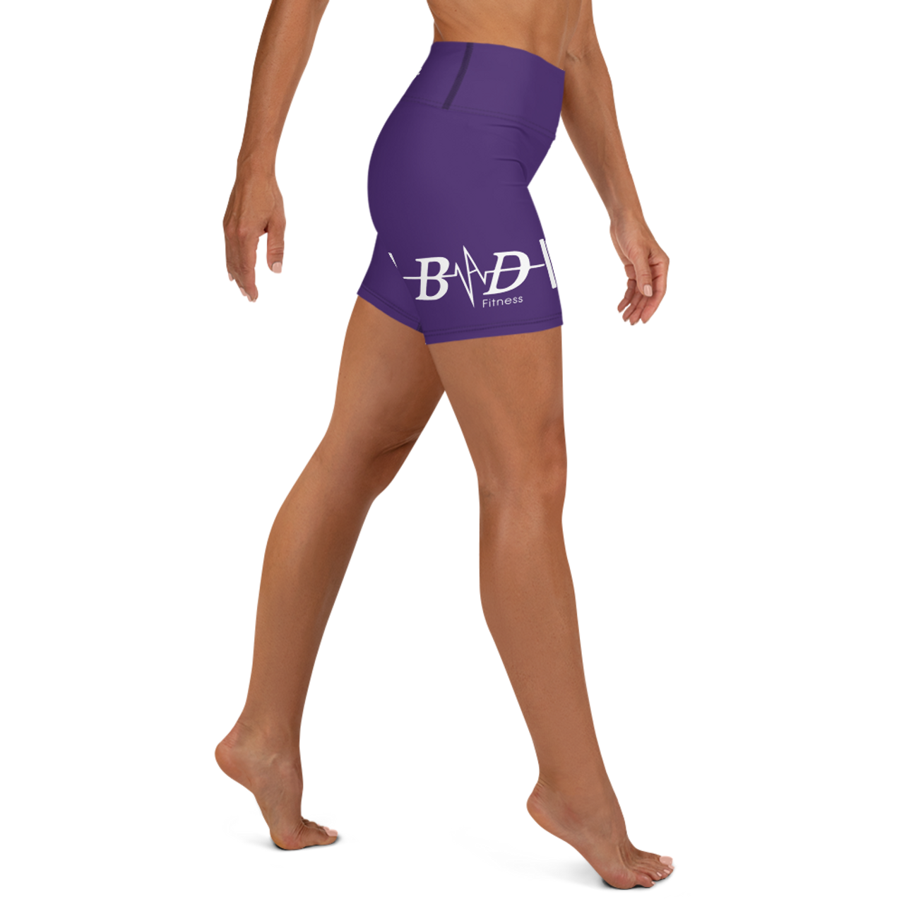 Purple & White B.A.D. Yoga Shorts - B.A.D. Fitness Apparel