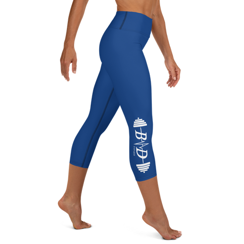 Blue & White B.A.D. Yoga Capri Leggings