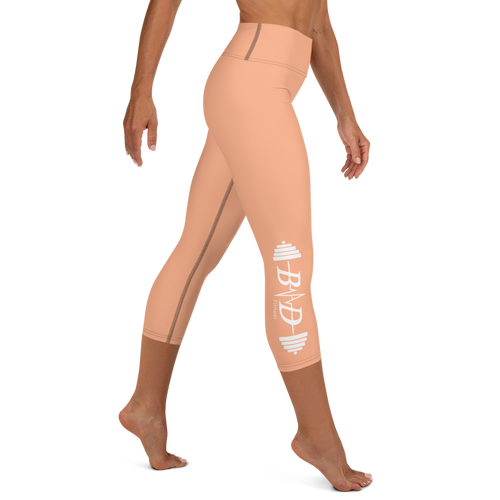 Peach & White B.A.D. Yoga Capri Leggings