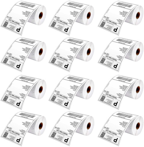 Thermal Shipping Labels Rolls 4x6 Premium Quality 12 Rolls 250 per Paper Roll 3000 Easy Peel Sticker Labels 5 Core DTL12PK No Wastage