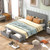 Queen Size Platform Bed with Drawers, Gray