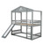 Twin over Twin House Bunk Bed with Convertible Slide and Ladder,Converts into 2 Separate Platform Beds