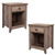 Set of 2 Farmhouse Nightstand, Wood Bedside Table with Drawer and Open Compartment, Light Brown XH