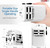 Charger Universal Adapter Multi Outlet Port 4 USB Phone Power All in One Multi Cable Multiple Phone Charge 2.1 Amp Wall Plug White 5 Core UTA W