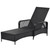 Outdoor patio pool PE rattan wicker chair wicker sun lounger, Adjustable backrest, beige cushion, Black wicker (1 set)