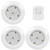 3Pcs LED Night Light Cordless Battery-Powered Closet Lamp Dimmable w/ Remote Stick-on