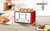 Toaster 4 Slice, Geek Chef Stainless Steel Extra-Wide Slot Toaster with Dual Control Panels of Bagel/Defrost/Cancel Function, 6 Toasting Bread Shade Settings, Removable Crumb Trays, Auto Pop-Up (Red)