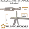 Mooring Anchor 1-1/4'' x  64'' w/10'' Helix w/ Swivel 