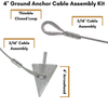 4" Ground Anchor Cable Assembly Kit w/ Drive Rod