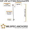 3/4" x 36" w/ 4" Helix Galvanized DTH Individual