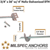 3/4" x 36" w/ 4" Helix Galvanized DTH Individual