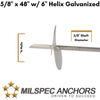 5/8" x 36" w/ 6" Helix Galvanized- Set of 4 