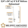 3/4'' x 54'' w/ 4" & 8'' Helices Galvanized- Individual