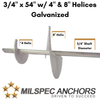 3/4'' x 54'' w/ 4" & 8'' Helices Galvanized- Individual