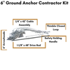 6'' Ground Anchors Contractor Kit (20 Cable Assemblies + Drive Rod & Safety Holding Handle)