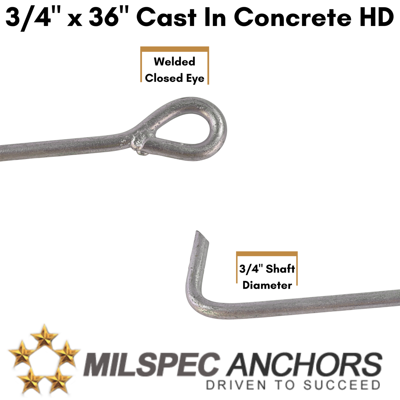 3/4'' x 36'' Cast in Concrete Anchor HEAVY DUTY