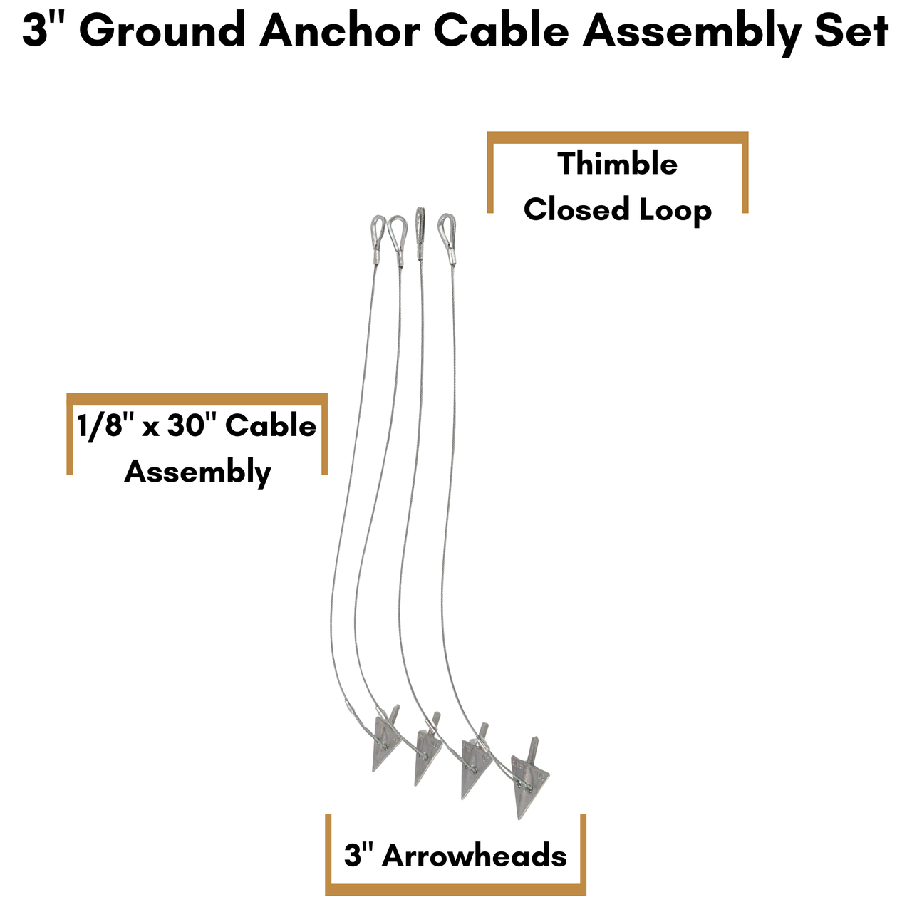 3'' Ground Anchor Set (4 Cable Assemblies)