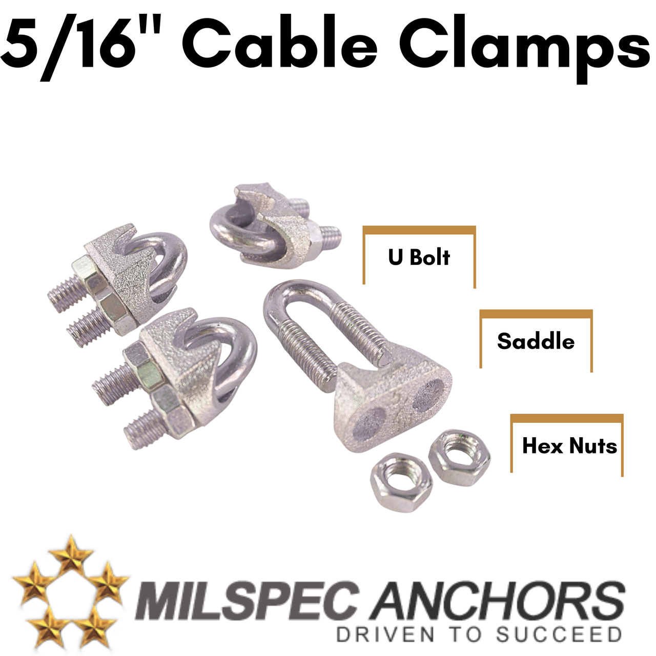  5/16'' Cable Clamps Pack of 4