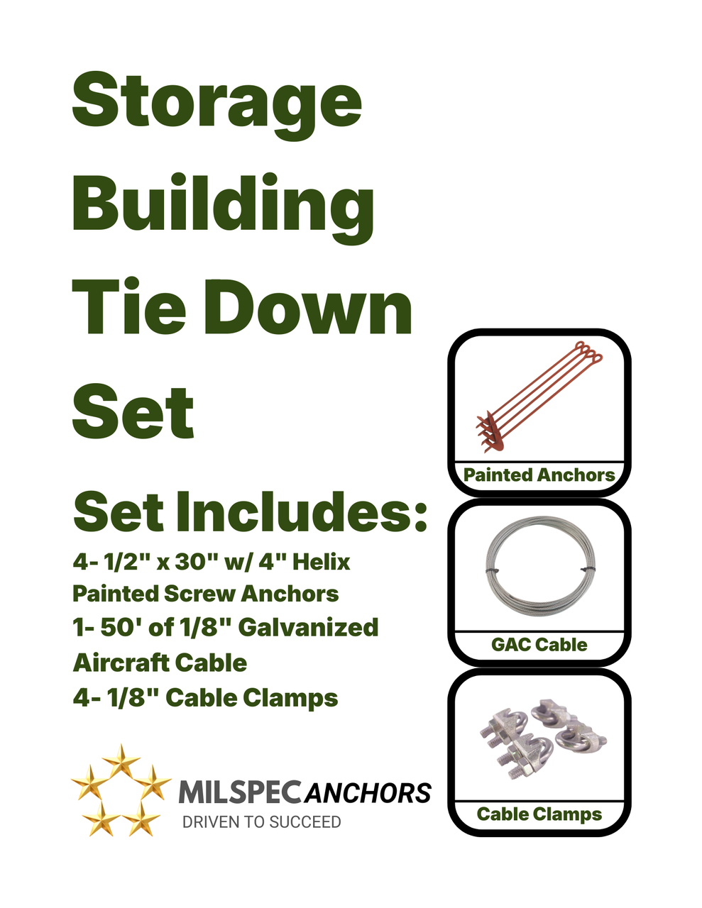 Storage Building Tie Down Set (Painted)
