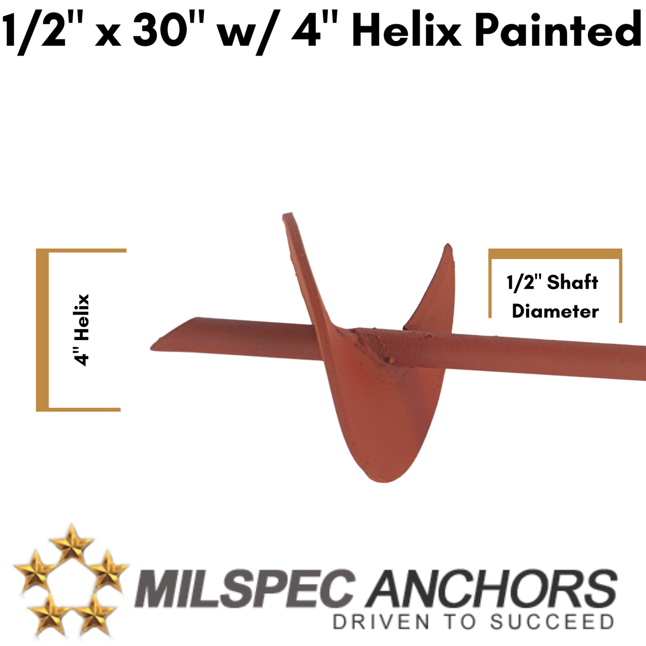 1/2" x 30" w/4" Helix Painted Set of 4