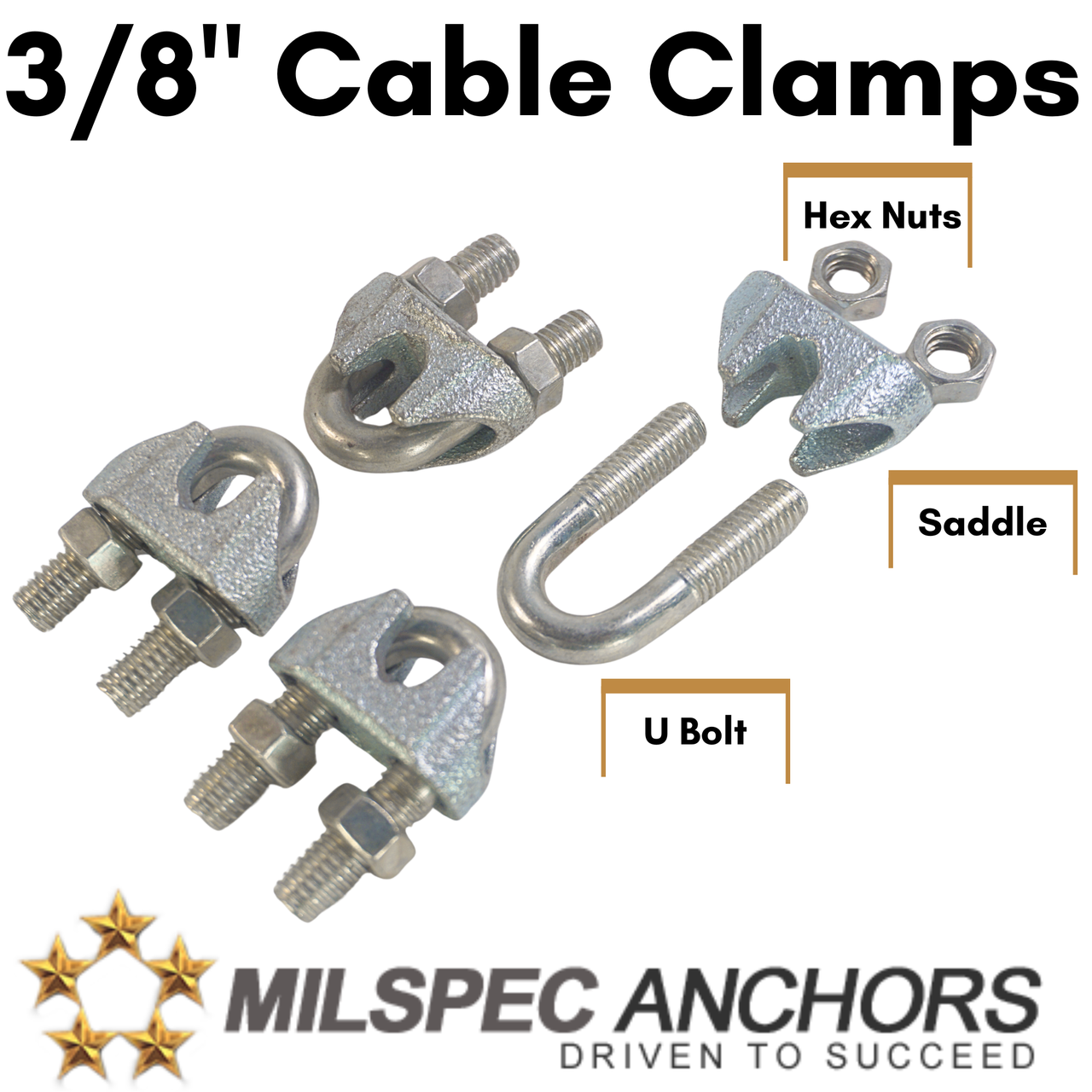  3/8'' Cable Clamps Pack of 4