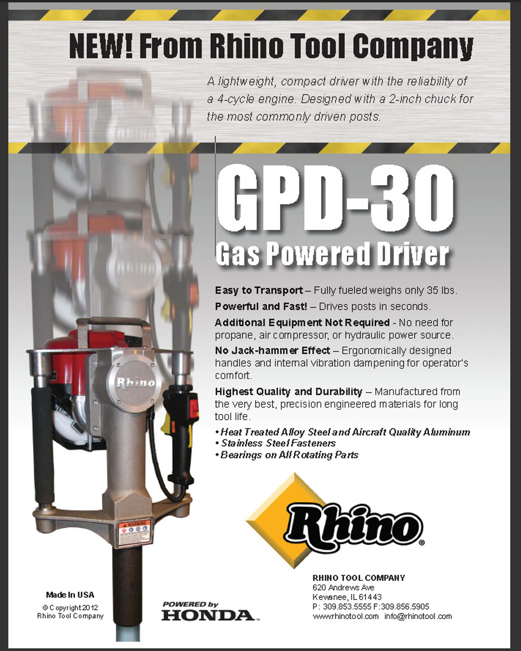 rhino gpd-30 gas powered post driver