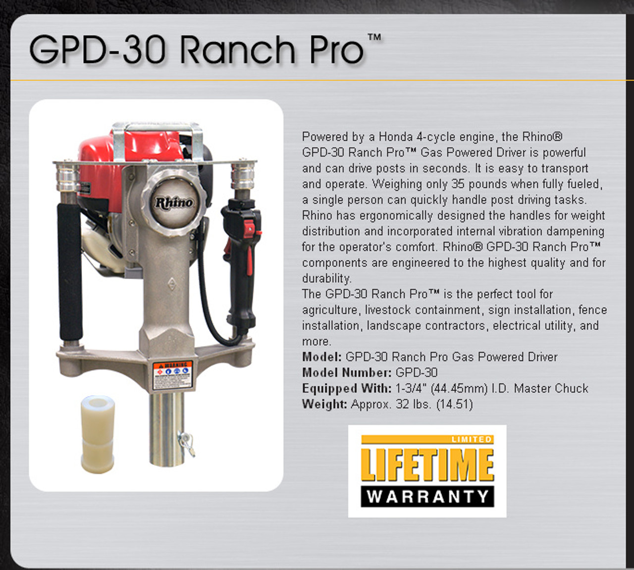 GPD-30 Gas Powered T-Post Driver $1,699