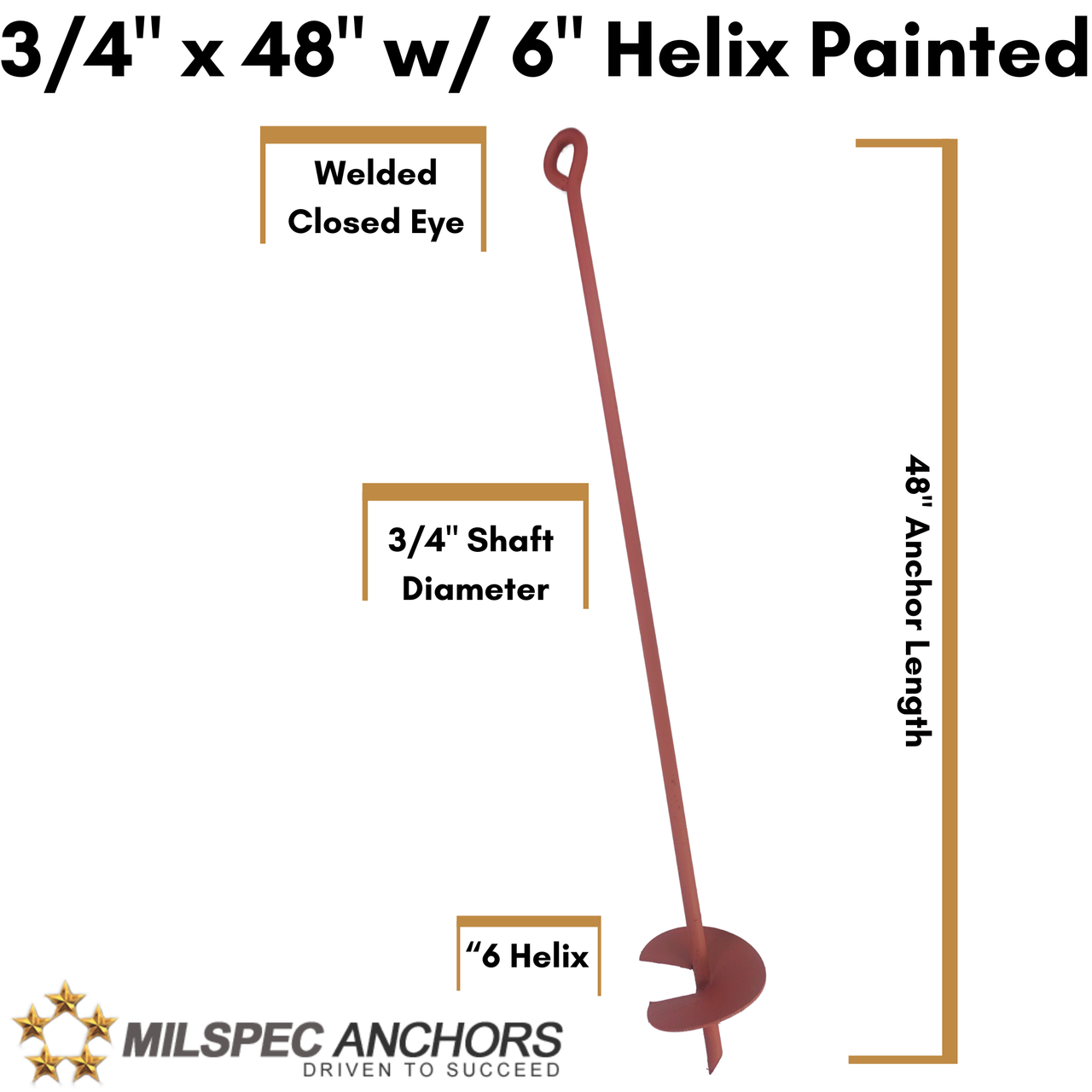 3/4" x 48" w/6" Helix Painted- Set of 2