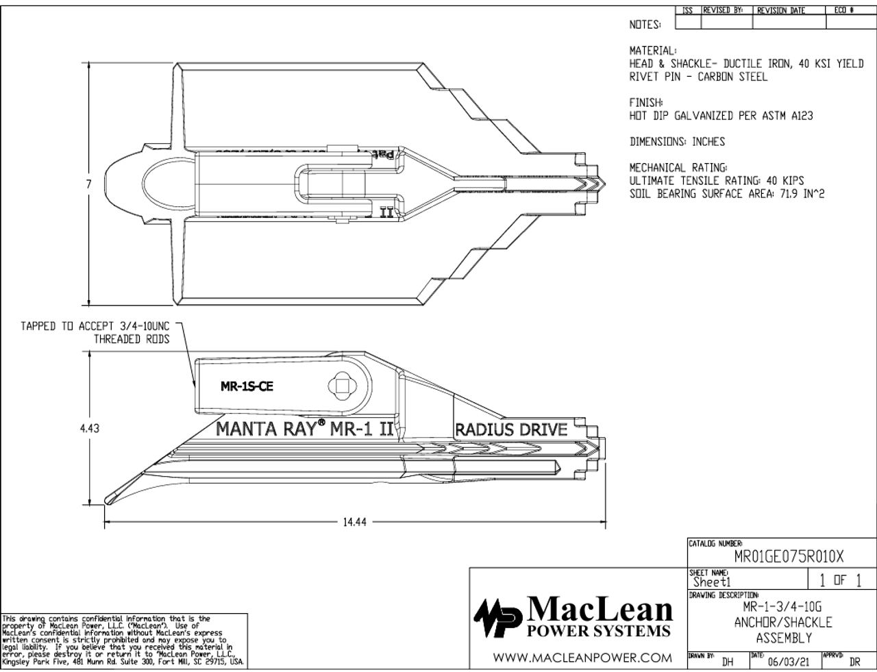 Manta Ray: MR-1 3/4"-10 
