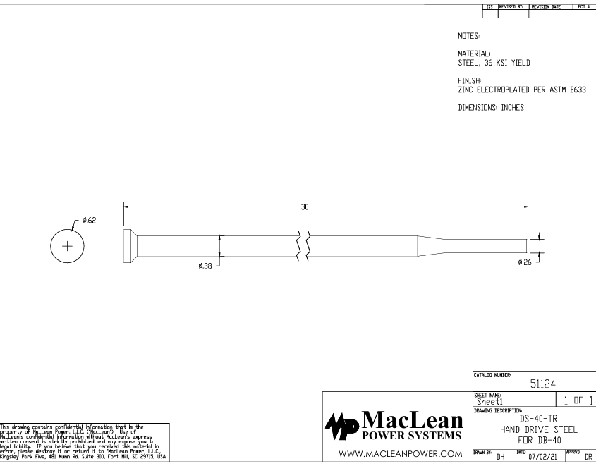 Duckbill® Drive Steel DS-40-TR 30" Long