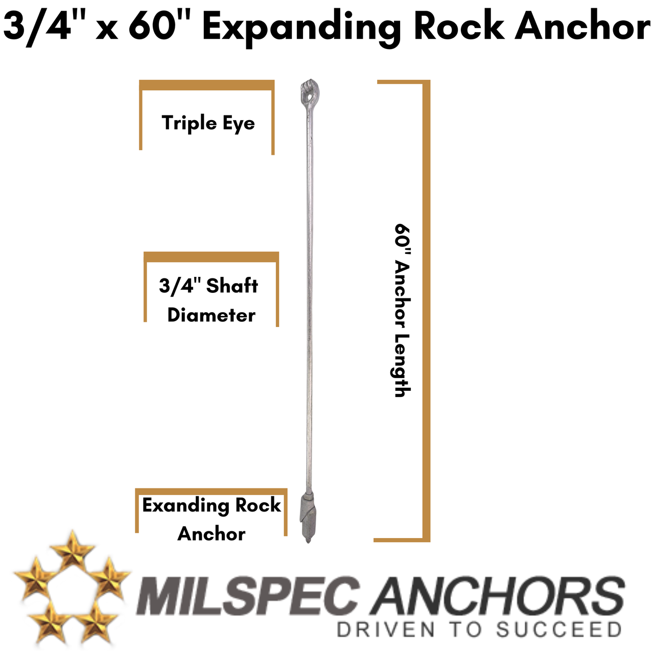3/4" x 60" Expanding Rock Anchor