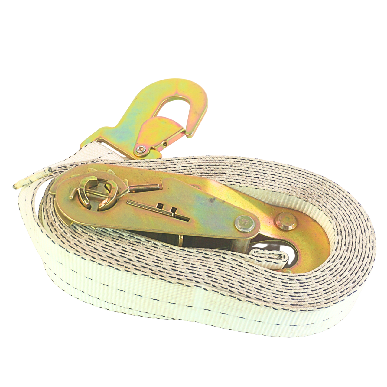 2" x 19' White Snap Hook Ratchet Strap