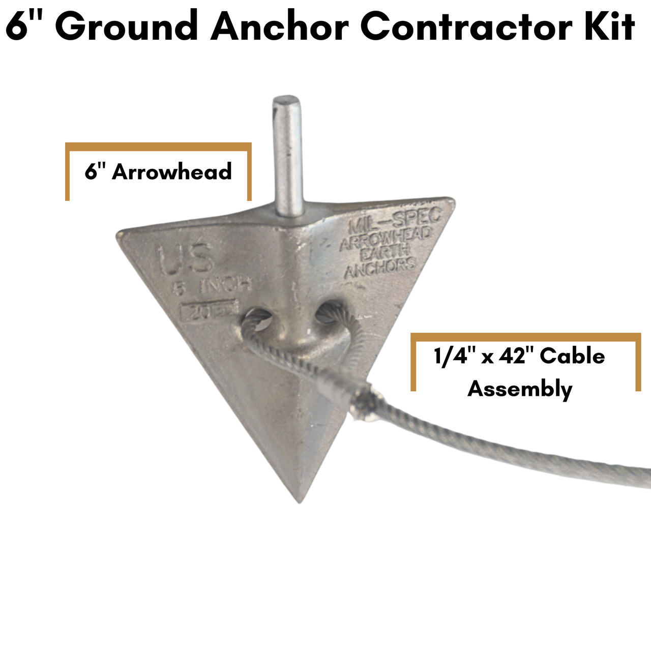 6'' Ground Anchors Contractor Kit (20 Cable Assemblies + Drive Rod & Safety Holding Handle)