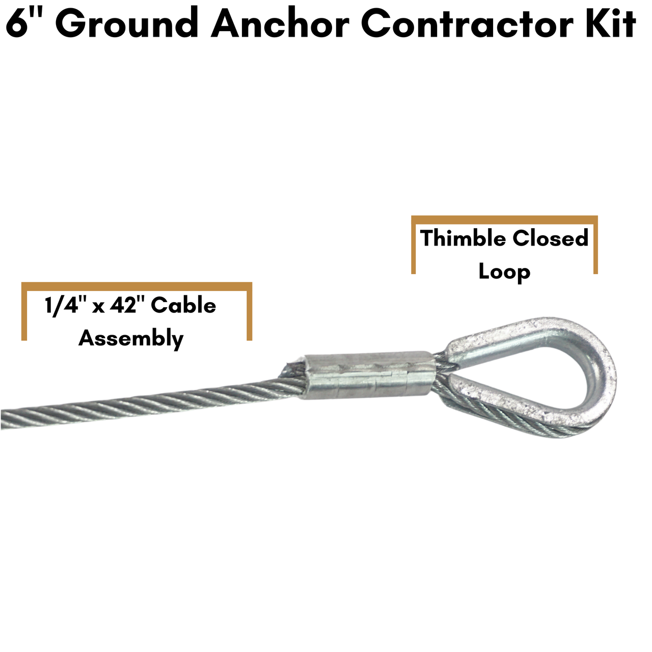 6'' Ground Anchors Contractor Kit (20 Cable Assemblies + Drive Rod & Safety Holding Handle)
