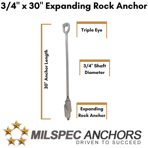 3/4'' x 30'' Expanding Rock Anchors