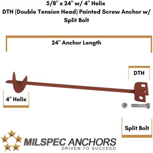 5/8'' x 24'' HDPE Pipe  Anti Flotation Anchor w/ Split Bolts- Painted