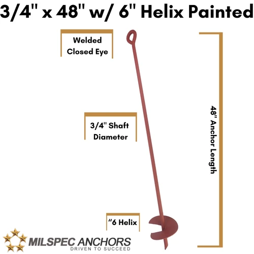 3/4" x 48" w/6" Helix Painted- Set of 2