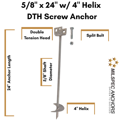 5/8'' x 24'' Galvanized HDPE Pipe  Anti Flotation Anchor w/ Split bolts