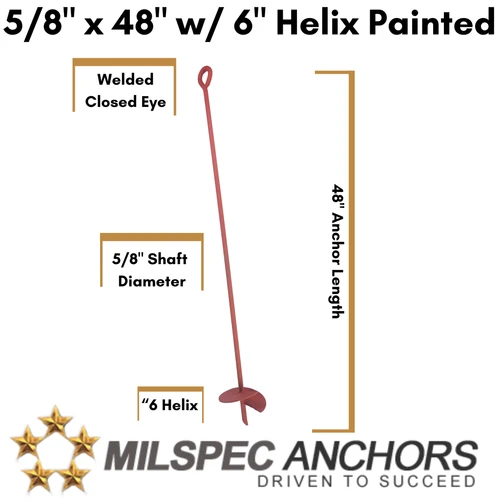 5/8" x 48" w/ 6" Helix Painted Set of 2