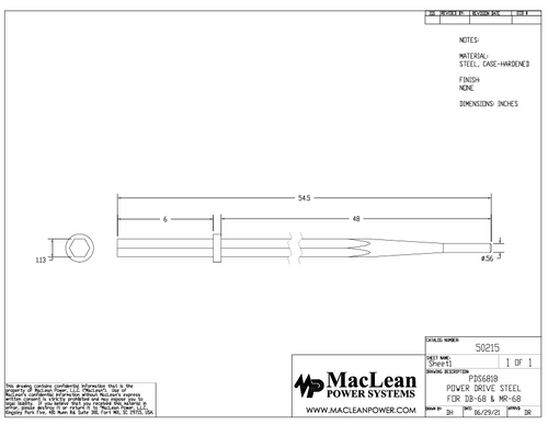  PDS6818 1-1/8" x 6" Chuck; 48" Long