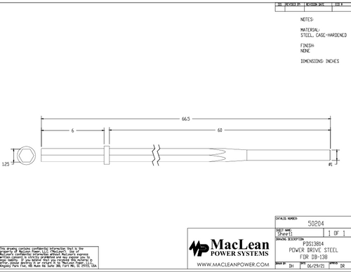 Duckbill® PDS13814 1-1/4"x3-1/4" Chuck; 60" Long
