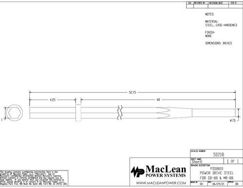 Power Drive Steel PDS8810 1"x 4-1/4" Chuck; 48" Long