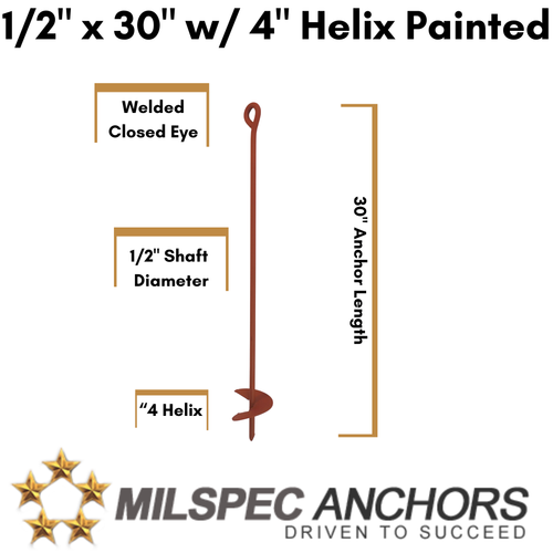 1/2" x 30" w/ 4" Helix Painted- Individual
