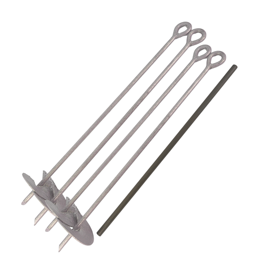 5/8" x 36" w/ 6" Helix Galvanized- Kit of 4 w/ Installation Rod